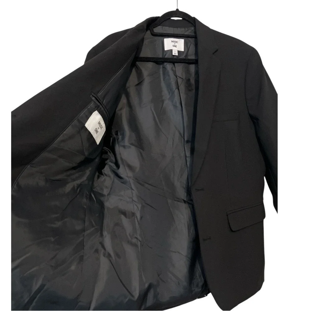Mode of One Single Vested Men's Blazer, 3-Button, Color Black,‎ Size Large